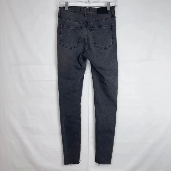 Madewell 9” Mid Rise Raw Hem Skinny Black Gray Jeans - Picture 2 of 11